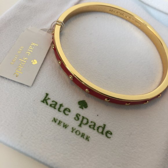 🆕🏆❤️🏆KATE SPADE Gold/Mandarin Red Bangle 🏆❤️🏆 - Picture 2 of 8